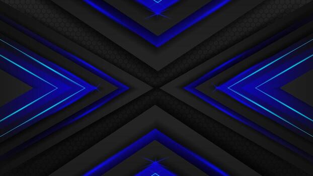 Futuristic blue and black abstract background with glowing geometric line and modern technology style. vector