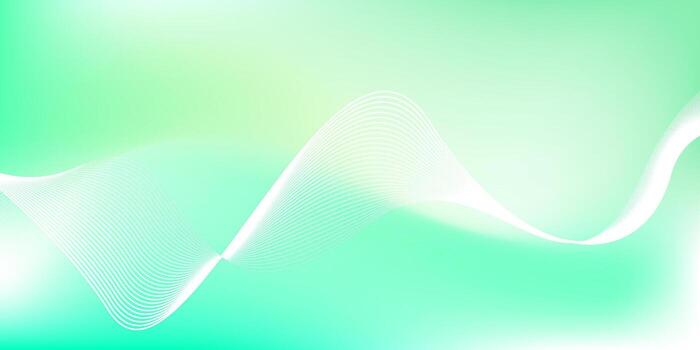 Abstract green and white gradient background with glowing wavy line vector