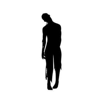 Zombie silhouette. Halloween horror scene illustration vector