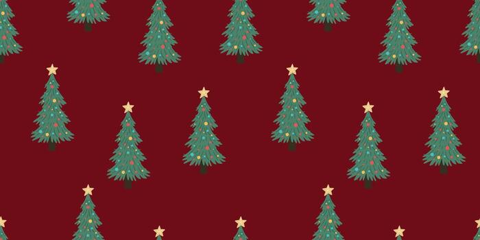 sin costura Navidad árbol modelo con estrellas en oscuro rojo antecedentes vector