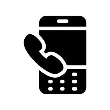 Simple black icon with a theme push button phone, phone call vector