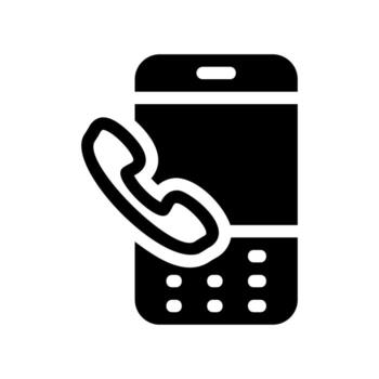 Simple black icon with a theme call, push button phone vector