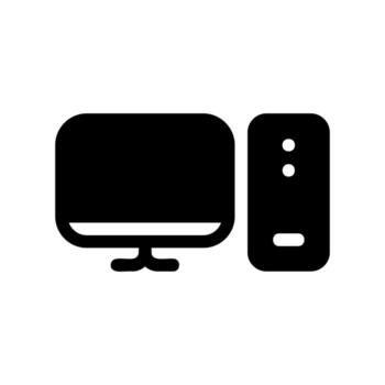 Monochrome Icon of a Desktop PC with Monitor and Computer Tower vector
