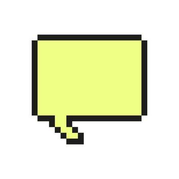 Rectangular Chat Balloon Pixelated Icon. Pixel Art Symbol of Straight Text Message Box for Communication. Isolated Illustration vector