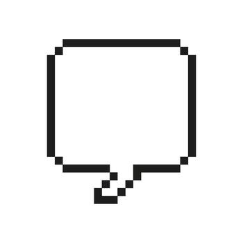 Talk Interface Box Outline Icon. Pixel Art Symbol of Text Dialog Window for Communication. Isolated Illustration vector