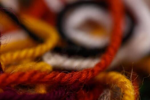 Bright Knitting Threads Close-Up View photo