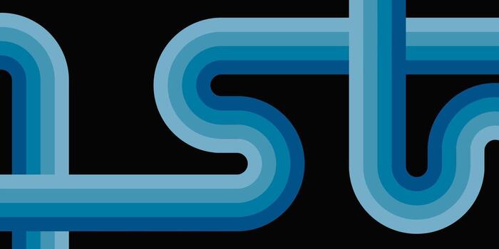 Abstract retro background with curved blue lines on a black backdrop creating a modern geometric wave design. vector