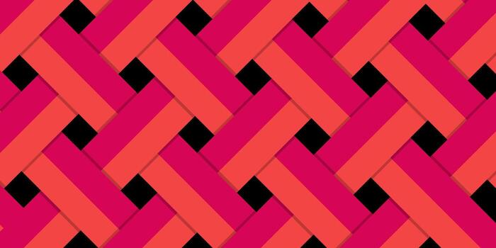 geometric pattern with interlocking red and pink rectangles creating a modern abstract woven design. vector
