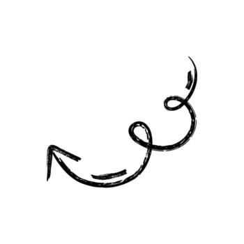dibujado a mano curvo flecha en áspero bosquejo estilo para creativo dirección y realce diseño vector