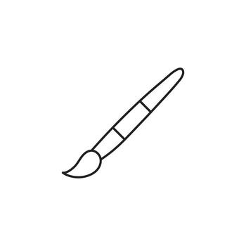 Minimal paint brush icon in simple line art style for creative design projects vector