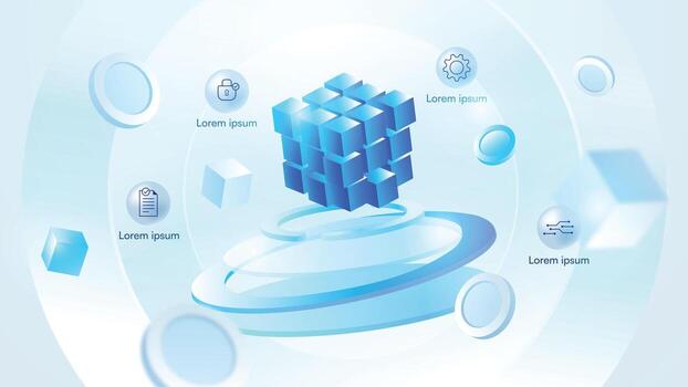 3D cube design in a technology theme vector