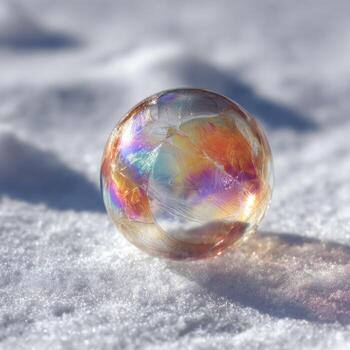 The Crystal Like Patterns Of A Soap Bubble In The Cold photo