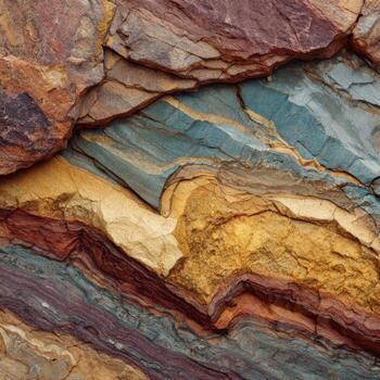 The Ancient Geological Layers of Mountain Rock photo