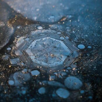 Exploring The Abstract Geometry Within A Frozen Puddle photo