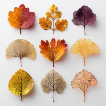 Perfectly Preserved Autumn Foliage In A Grid Pattern photo