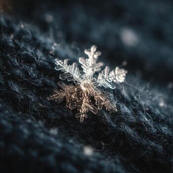 The Intricate and Perfect Design of a Snowflake Up Close photo