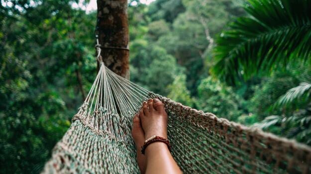 Hammock Relaxation as a Brief Escape from Reality photo