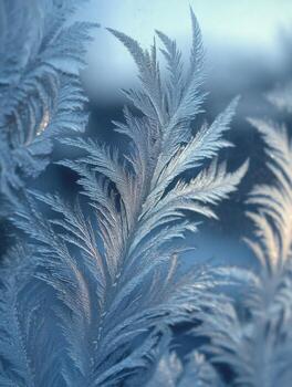 Dreamlike Frosty Ferns on a Cold Window photo