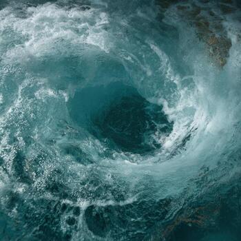 A Mix of Turbulent Colors in a Waterfall Basin photo