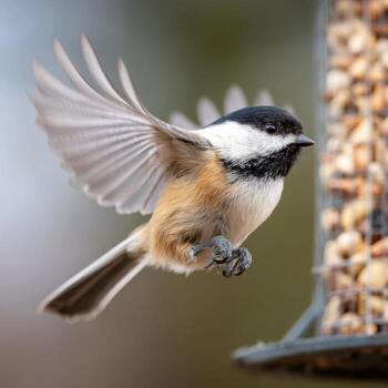 The Quick Hovering Snatch of a Chickadee photo