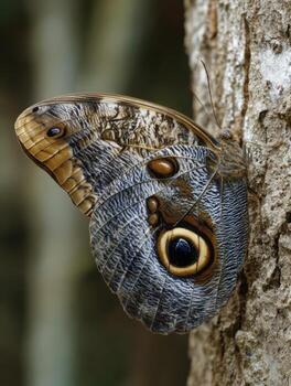 Incredible Eye Spot Patterns on an Owl Butterfly photo
