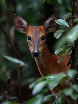 Spotting the Elusive Red Brocket Deer in the Rainforest photo