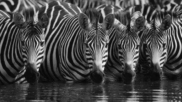 The Dazzling Stripes of a Zebra Herd in an Abstract Photo