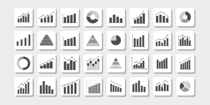 Array of data visualization icons vector