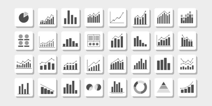 Collection of chart icons for data analysis vector