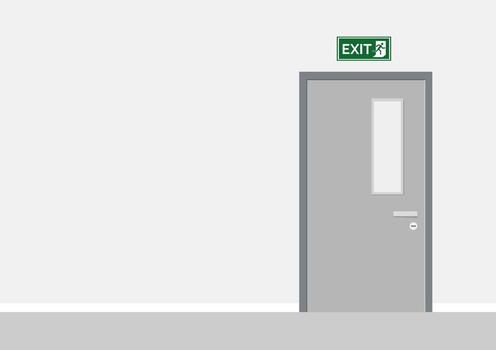 Exit door with safety sign vector