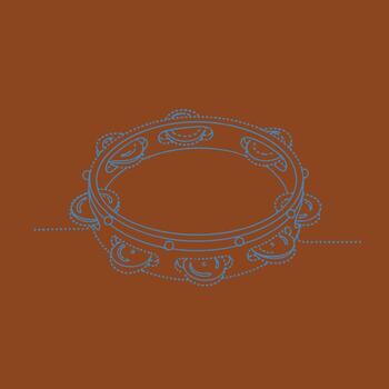 Decorative tambourine with intricate patterns and jingles, set against a warm brown , emphasizing musical instrument design vector