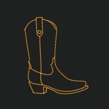 Stylized Western-style cowboy boot with decorative stitching and pointed toe design on a dark vector
