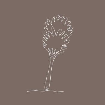 Minimalist line drawing of a blooming flower with a slender stem on a neutral , emphasizing simplicity and elegance in botanical art vector