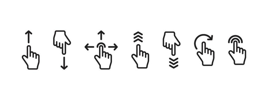 Swipe icons. Scroll pictogram with hands icons vector