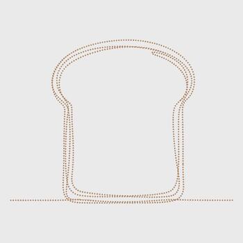 Minimalist outline of a slice of bread created with dotted lines on a plain vector