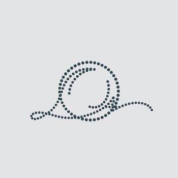 Close-up of a coiled rope resting on a flat , emphasizing texture and detail with a neutral vector