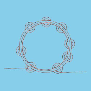 Intricate circular pattern with dotted lines and decorative elements on a light blue vector