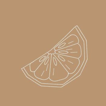 Stylized Lemon Slice with dotted outline on a neutral emphasizing simplicity and elegance vector