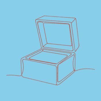 Open cardboard box with lid slightly ajar on a light blue , minimalistic and clean design emphasizing storage and packaging concepts vector