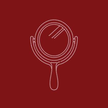 Stylized mirror outline created with dotted lines on a deep red emphasizing elegance and modern design vector