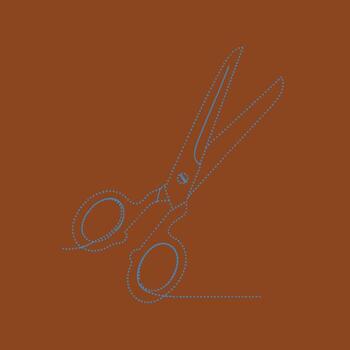 detallado contorno de un par de tijeras con un marrón enfatizando el herramientas estructura y diseño vector