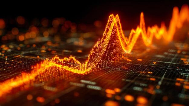 Digital financial chart with glowing data visualization and upward trend signals photo