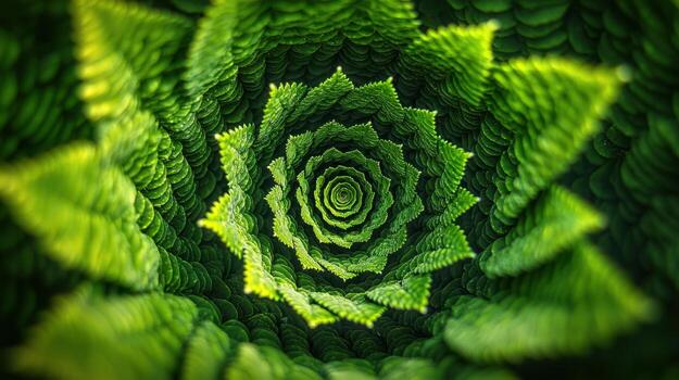 A close up of a green plant with a spiral pattern photo