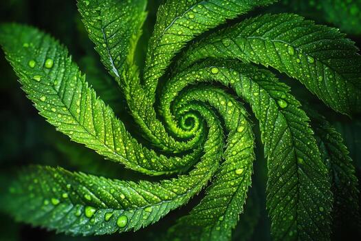 A close up of a green leaf with water droplets photo