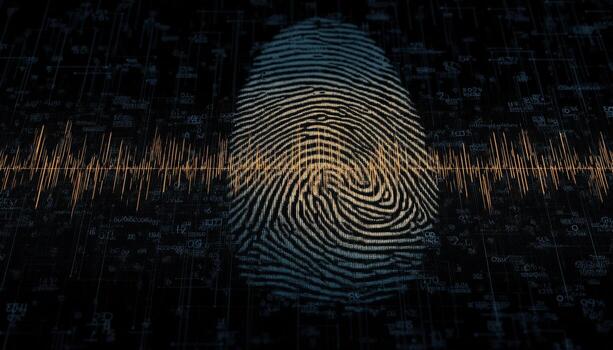 Digital fingerprint analysis with security data background photo