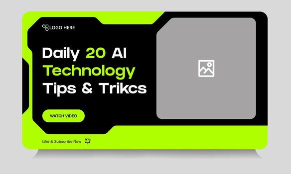 Editable daily technology tips and tricks thumbnail banner design, daily photography learning tips and techniques cover banner design, editable eps 10 file format vector