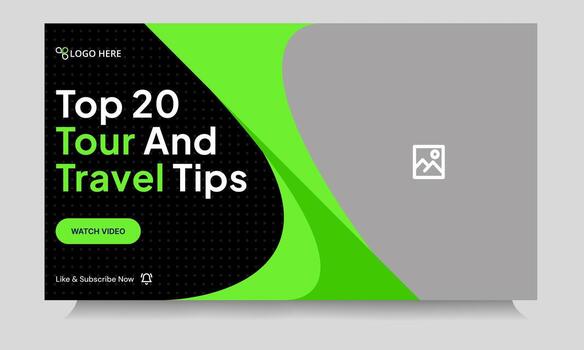 Customizable daily youtube tutorial thumbnail banner template design, travel guide eps thumbnail banner design vector