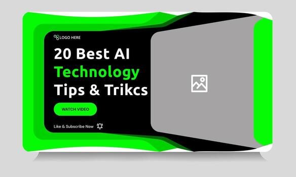 Customizable daily best technology tips and tricks thumbnail banner design, daily photography learning tips and techniques cover banner design, editable eps 10 file format vector