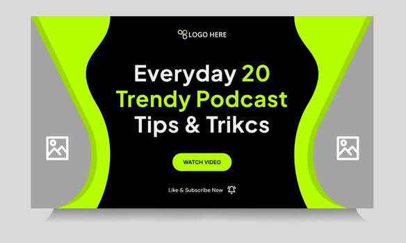 personalizable moderno podcast miniatura bandera diseño, podcast sonido consejos y truco cubrir bandera diseño, completamente personalizable eps 10 archivo formato vector