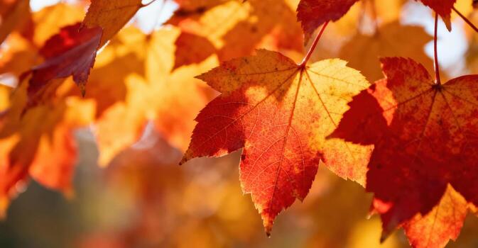 vibrante otoño hojas monitor calentar colores en suave luz de sol. foto